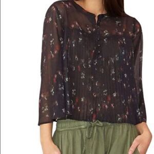 Aced Les Filles Floral Sheer Pleated Crop Top